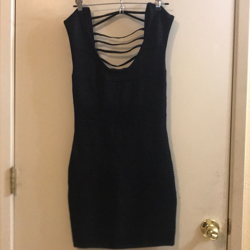 Black Mini Dress stretchy open back
